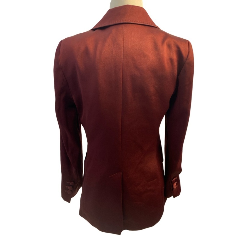 Marella By Max Mara Cognac Satin Jacket Size Small Pit 17 - Picture 10 of 17
